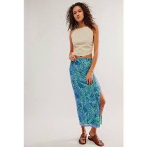 Free People Blue Green Floral Maxi Skirt - Women